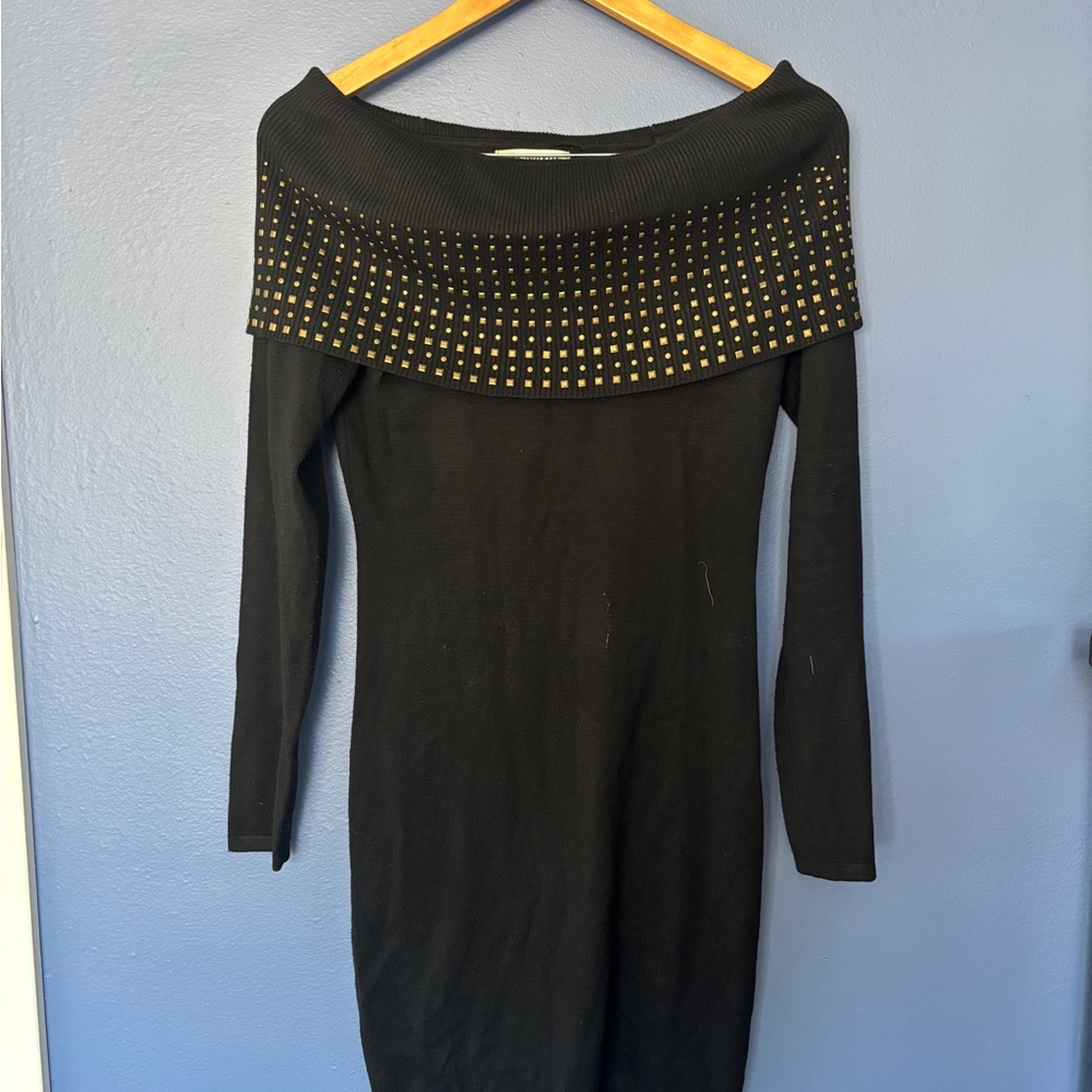 Say What? Black Long Sleeve Studded Dress - Picture 2 of 6
